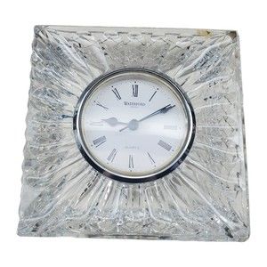 Vintage Waterford Crystal Glass Table Desk Clock Square Heavy Father's Day